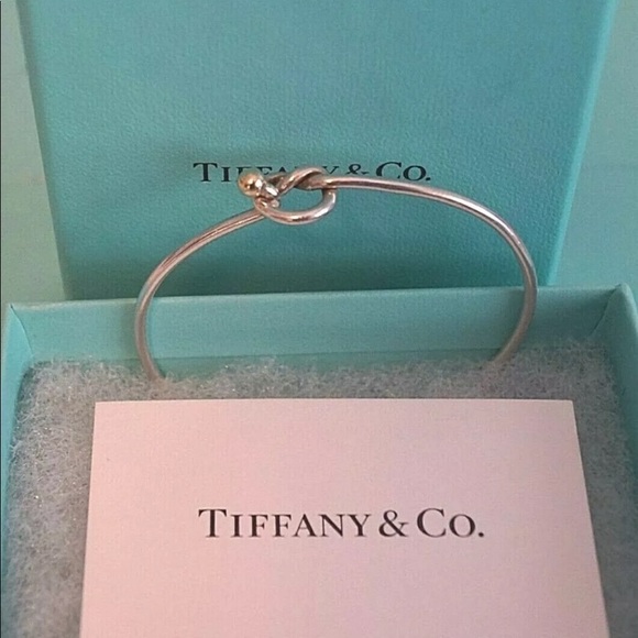 ❌SOLD to TRR!!❌ Tiffany & Co. Love Knot Sterling and 18k Hook/Eye Wire Bangle - Picture 1 of 9